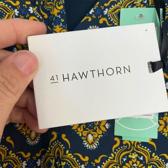 41 Hawthorn Women's M Geometric Tie Neck Blouse Multicolor 3/4 Sleeve - Picture 5 of 8